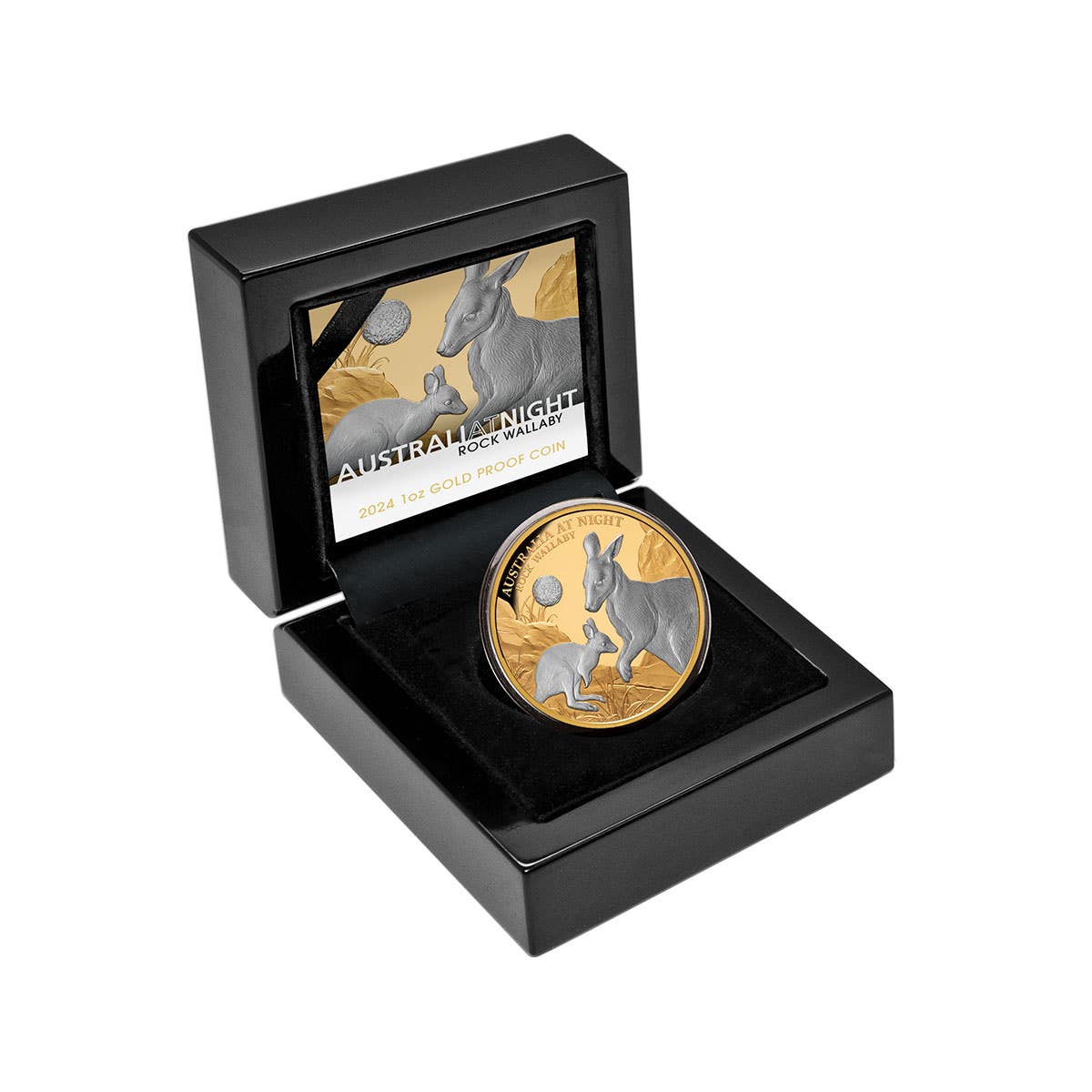 Australia at Night 2024 $100 Rock Wallaby Platinum-plated 1oz Gold Proof Coin - Image 3