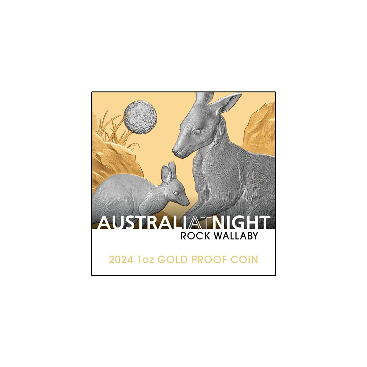Australia at Night 2024 $100 Rock Wallaby Platinum-plated 1oz Gold Proof Coin - Image 5