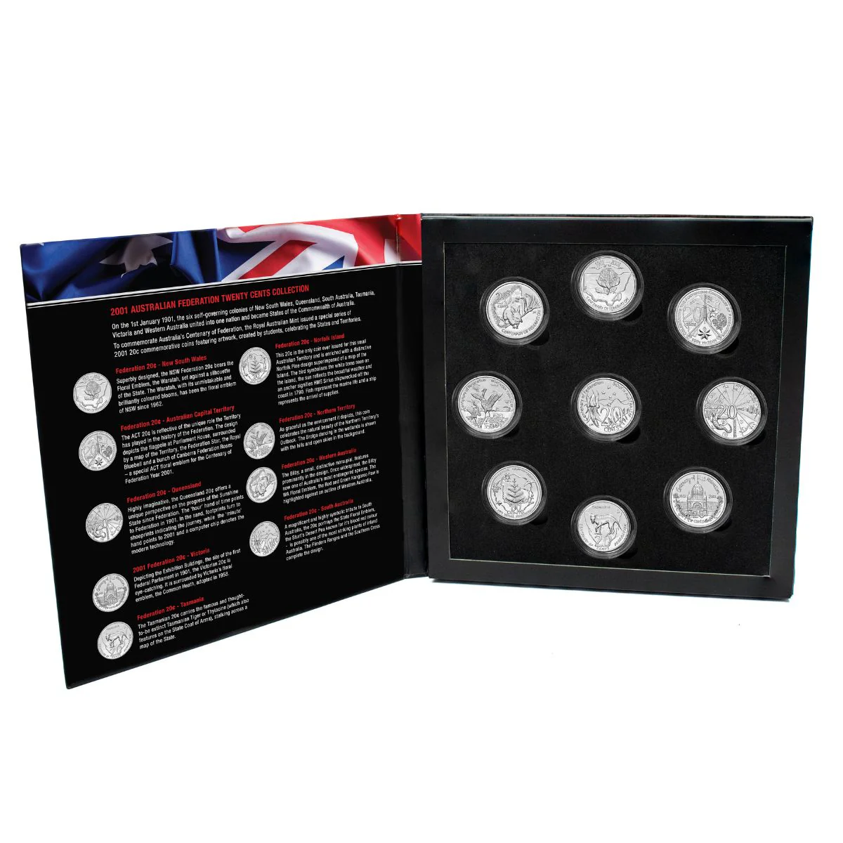 Australia Federation Centenary 2001 20c States & Territories Uncirculated 9-Coin Portfolio - Image 4
