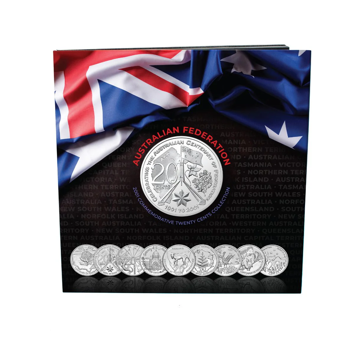 Australia Federation Centenary 2001 20c States & Territories Uncirculated 9-Coin Portfolio - Image 5