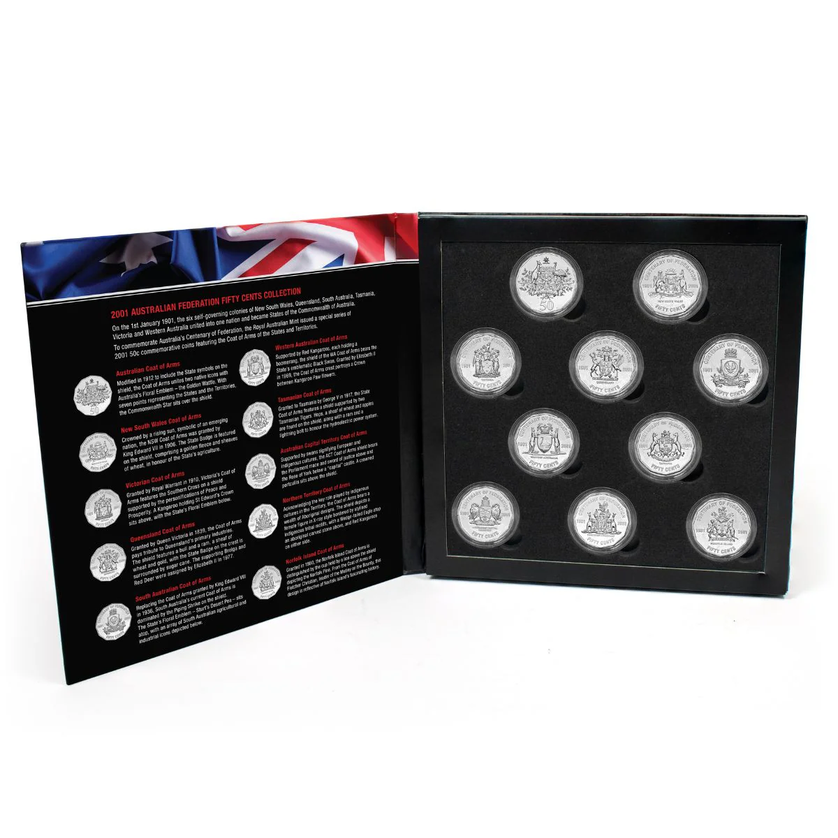 Australia Federation Centenary 2001 50c States & Territories Uncirculated 10-Coin Portfolio - Image 4