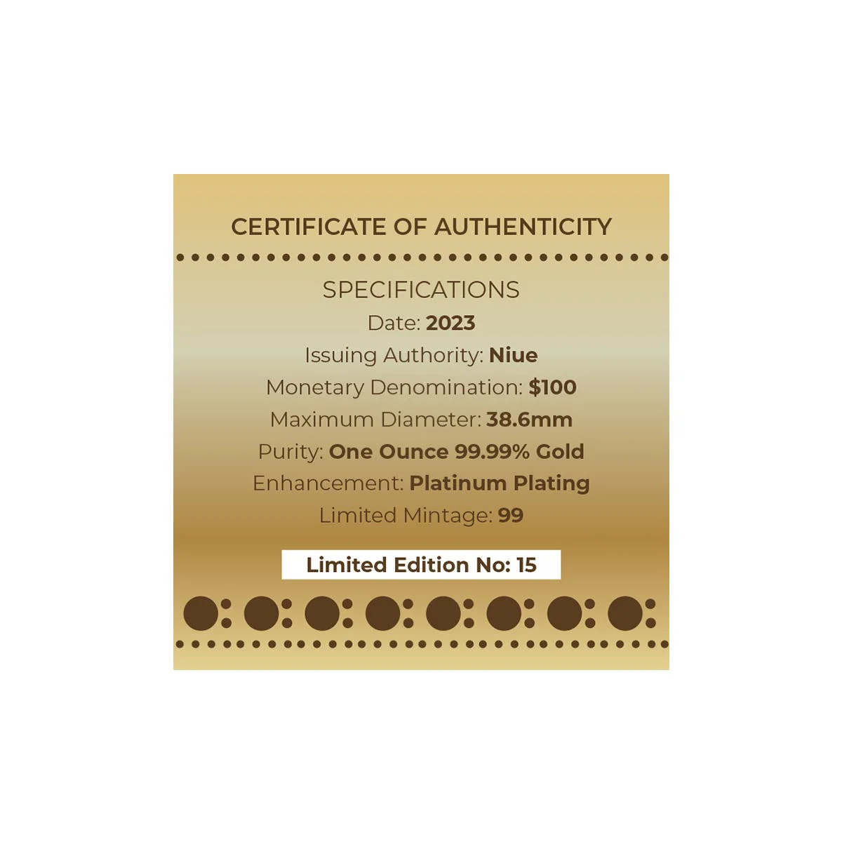 Great Australian Desert 2023 $100 Platinum Plating 1oz Gold Proof Coin - Image 4