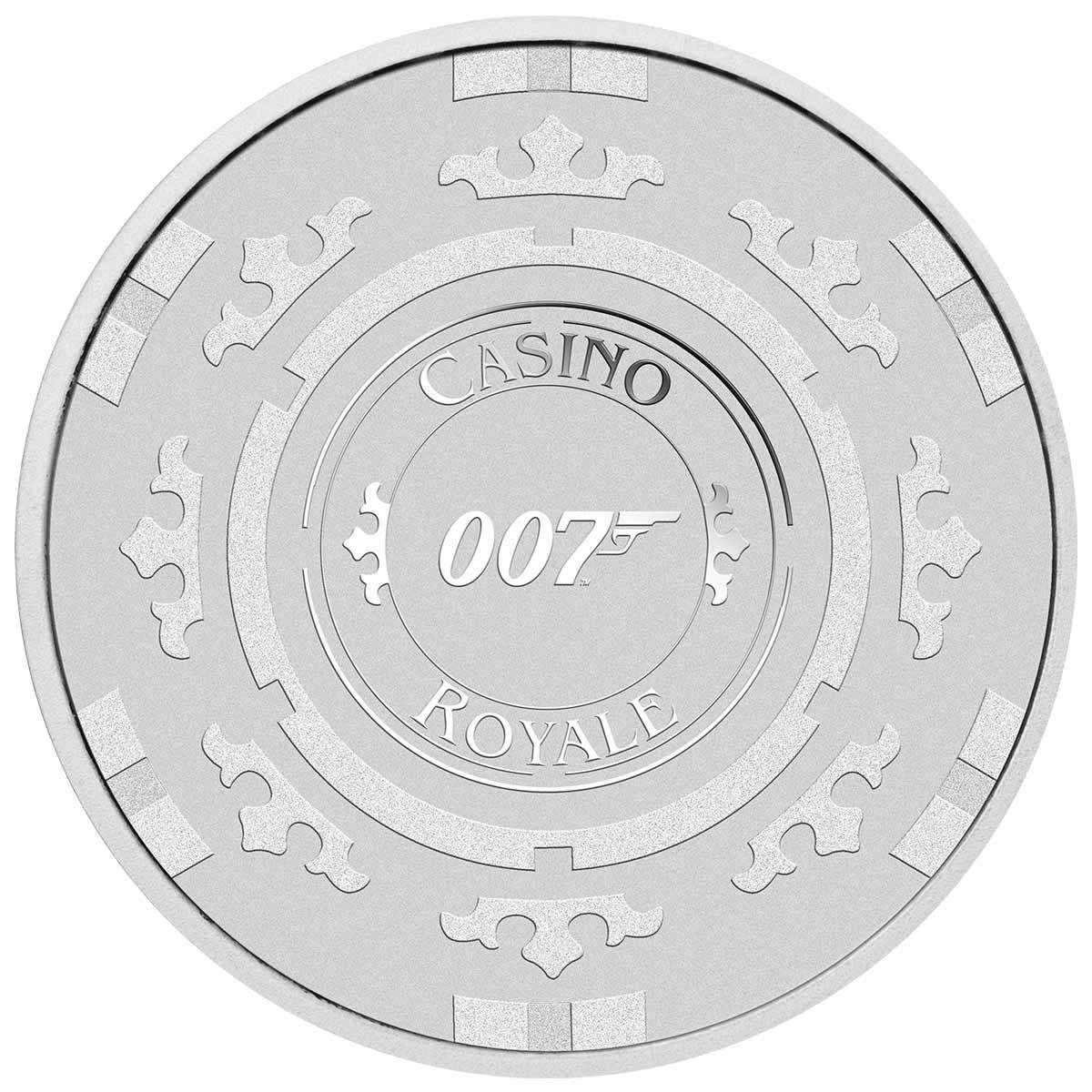 James Bond 2023 $1 Casino Royale Casino Chip 1oz Silver Brilliant Uncirculated Coin - Image 3