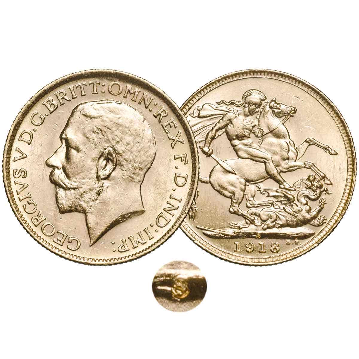 George V 1918 M,S,P Gold Sovereign Trio Extremely Fine-about Uncirculated - Image 3