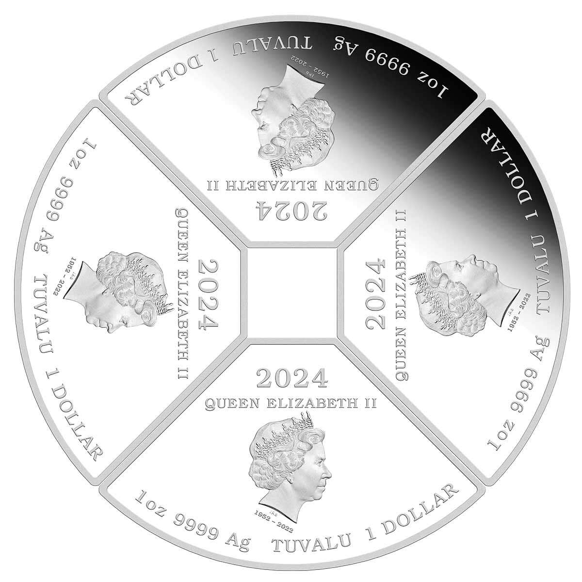Year of the Dragon Quadrant 2024 $1 1oz Coloured Silver Proof Four-Coin Set - Image 3